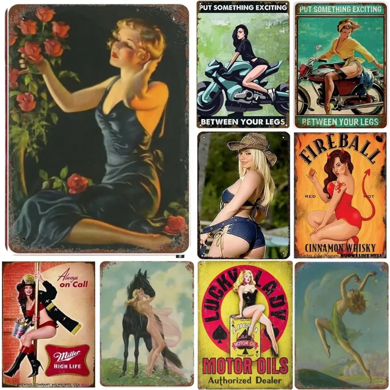 Letreros de Metal para garaje para niñas, carteles Vintage para hombres y mujeres, decoración artística de pared, bares para el hogar, clubes, cafés