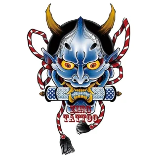 Anime monstruo japonés Hannya diablo tatuajes temporales dibujos animados demonio tatuaje arte corporal impermeable tatuaje falso pegatina para mujer y hombre
