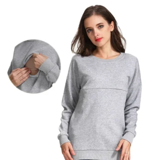 Suéter de maternidad de invierno, sudaderas con capucha de manga larga para lactancia, ropa de lactancia de algodón grueso, ropa de lactancia para mamá embarazada, talla grande