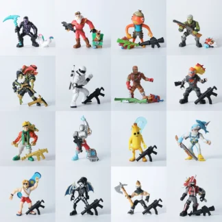 Compre 3 uds y obtenga 1 regalos, juguetes Fortnites, figura de acción con armas, herramientas de cosecha, Peely Skull Trooper, palo de pescar, Blackheart