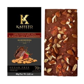 Kaffeto-barra de Chocolate oscuro con almendra y fresas, 2,82 oz, caja de 20