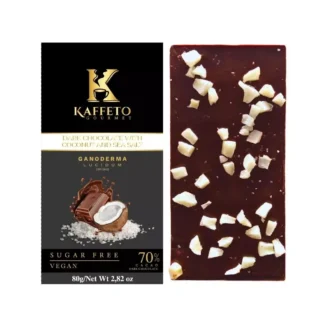 Kaffeto-barra de Chocolate oscuro Gourmet con coco y sal marina, 2,82 oz