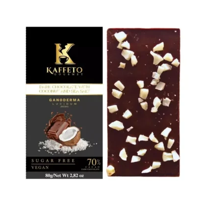 Kaffeto-barra de Chocolate oscuro Gourmet con coco y sal marina, 2,82 oz