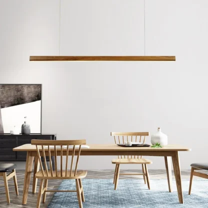 Luces colgantes LED de madera nórdica, lámpara colgante Simple para comedor, sala de estar, cocina, oficina, tienda, Bar, cafetería, lámpara colgante de tira larga