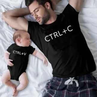 Ropa a juego para la familia Ctrl + C y Ctrl + V, padre e hijo, camiseta de aspecto familiar para papá, Body para bebé, trajes a juego familiares, regalo