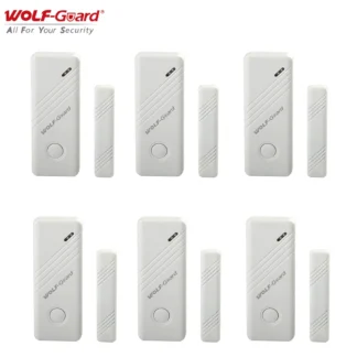 6 x Wolf-Guard Sensor magnético inalámbrico para puerta/ventana, Detector abierto/cerrado, accesorios DIY para sistema de seguridad de alarma para el hogar
