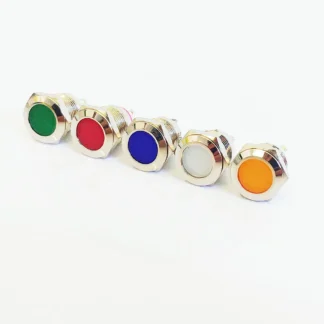 Luces LED indicadoras de Metal, lámpara de señal de 16mm, cabeza de botón plano, redonda, resistente al agua, conexión de pin, indicación de metal de 12V, 10 piezas