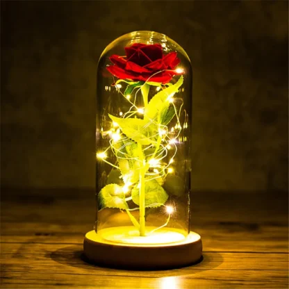 Regalo de San Valentín para novia, Rosa eterna, luz LED, flor de aluminio, cubierta, día de la madre, favores de boda, regalo de dama de honor