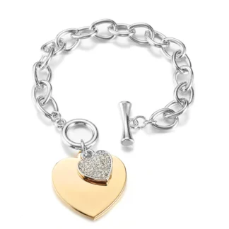 Pulseras con dijes de corazón de amor dorado para mujer, accesorios de regalo de lujo, Color plateado, pulseras de cadena de eslabones grandes, joyería de moda KPOP 2021