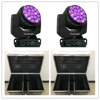 4 Uds con roadcase led 19*15w rgbw 4 en 1 haz de zoom luz con cabezal móvil led B EYE haz de arcilla paky K10 luz con cabezal móvil de ojo de abeja