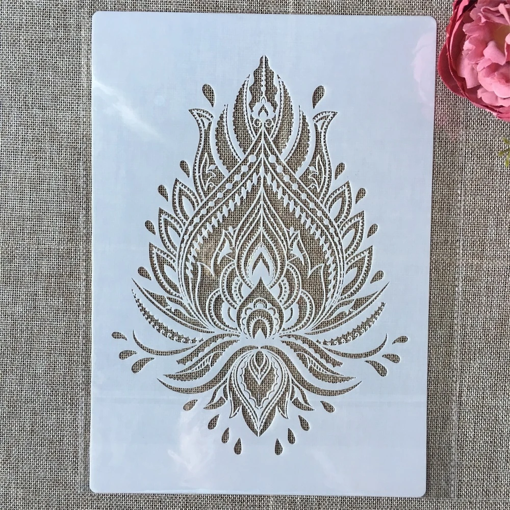 Plantillas decorativas de tótem de pluma de Mandala A4, 29cm, bricolaje, pintura de pared, libro de recortes colorear, álbum en relieve