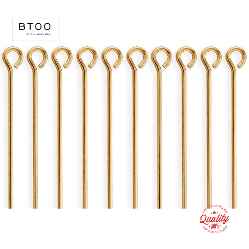 Alfileres de agujas llenos de oro de 14 quilates para hacer pendientes DIY, accesorios de joyería
