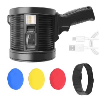 Foco LED recargable de 100000 lúmenes, linterna grande de mano, focos solares superbrillantes para exteriores