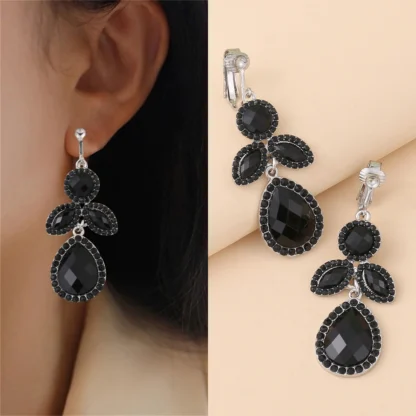 CARTER LISA-pendientes clásicos con forma de lágrima de cristal y diamantes de imitación para mujer, aretes sin perforaciones para boda, joyería con Clip para oreja sin agujero