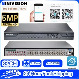 Sistema de videovigilancia para cámara IP ONVIF, grabador DVR P2P NVR H.265, AHD, CVI, TVI, HD, 32 canales, 5MP, 50X, 5MP, PTZ, Hk, xmeye, Daha, CVI, TVI