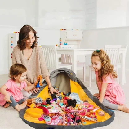 Alfombra de juego plegable multifuncional para niños, bolsa de almacenamiento para limpiar juguetes, organizador, contenedores de almacenamiento plegables, cestas de almacenamiento portátiles