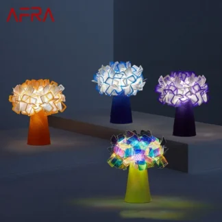 AFRA-lámpara de mesa Simple, luz de escritorio decorativa LED nórdica moderna con flores, para el hogar, la cama, la habitación y la cama