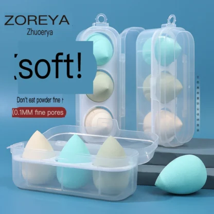 ZOREYA-cojín de aire delicado, caja de almacenamiento de maquillaje líquido, algodón, 3 esponjas de maquillaje