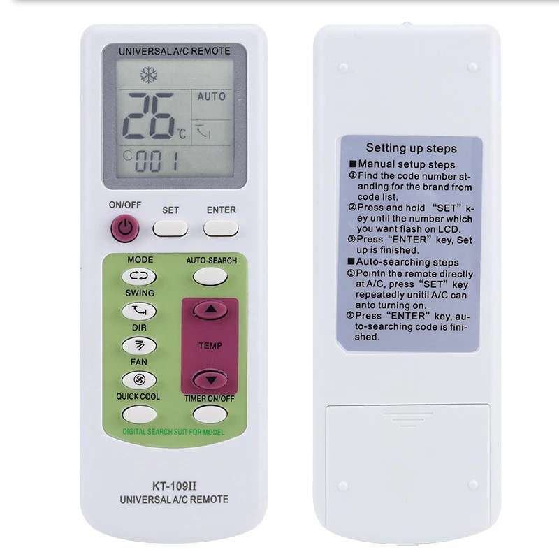 Nuevo Control remoto Universal para aire acondicionado KT109II, pantalla LCD de repuesto, accesorios para aire acondicionado