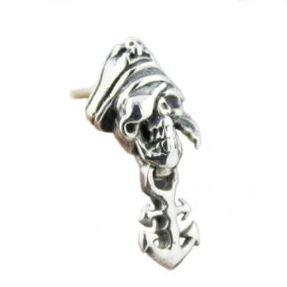Pendientes de tuerca de Plata de Ley 925 con calavera pirata, detalles, 8R009