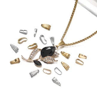 50 unids/pack hebilla de acero inoxidable cierre conectores de encanto Clip pellizco Bail cierre para collar DIY accesorios para hacer joyería