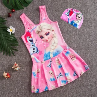 Conjunto de bañador de dibujos animados para niña, traje de baño grande, estilo falda de princesa, traje de baño para bebé