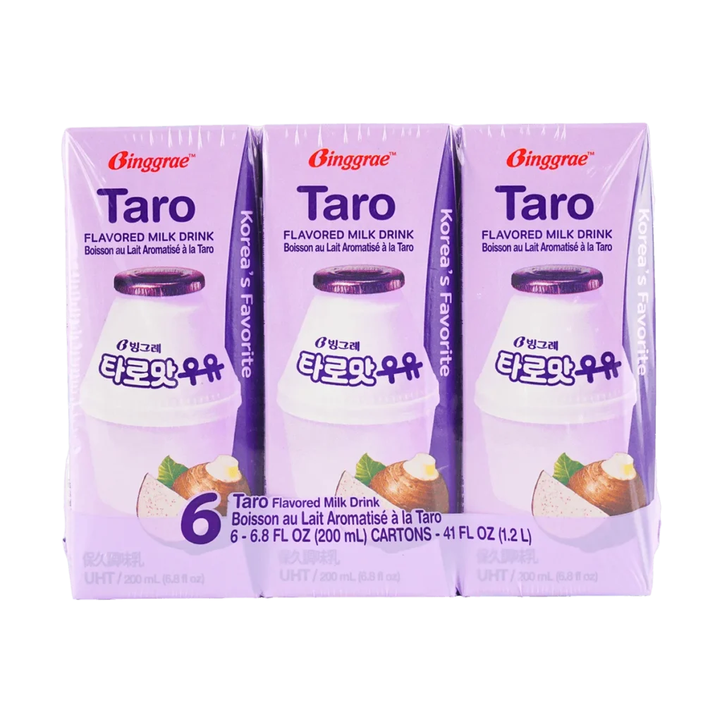 BINGGRAE-Paquete de leche Taro coreana, 4 paquetes de 24 piezas, 6 unidades/40,5 floz, 1200,00g x 4 paquetes, 1 paquete con 6 unidades