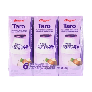 BINGGRAE-Paquete de leche Taro coreana, 4 paquetes de 24 piezas, 6 unidades/40,5 floz, 1200,00g x 4 paquetes, 1 paquete con 6 unidades