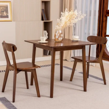 Mesa de comedor de madera, mesa de comedor pequeña moderna, mesa de cocina cuadrada de granja, mesa de cafetería para sala de estar, comedor, nogal