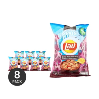 Lay's-paquete grande de patatas fritas de Tailandia, lote de 8 paquetes de 2,36 oz x 8 paquetes con sabor a Camarón y ajo español