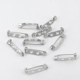 20 piezas broche Base Pin de seguridad broches plateados espalda hecha a mano DIY joyería hacer accesorios de joyería