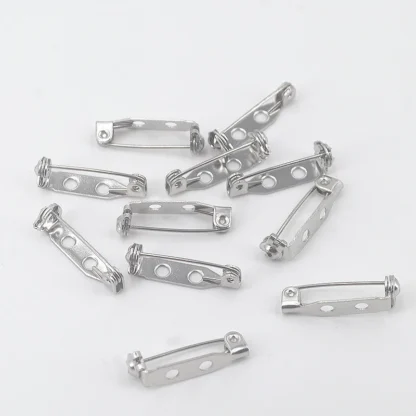 20 piezas broche Base Pin de seguridad broches plateados espalda hecha a mano DIY joyería hacer accesorios de joyería