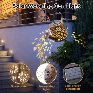 Luz solar regadera retro metal 36led caldera luces impermeable colgante linternas solares lámparas al aire libre jardín decoración