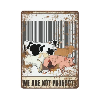 1 Uds., letrero de Metal grueso duradero antiguo, letrero de estaño vegano sin productos, cartel de carnicero vegano, decoración de pared Vintage, letreros novedosos f