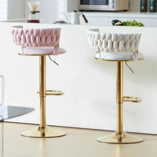 Silla de Bar tapizada de lujo, sillón reclinable con respaldo de Metal, reposapiés, muebles de Sedia, diseño relajante y giratorio