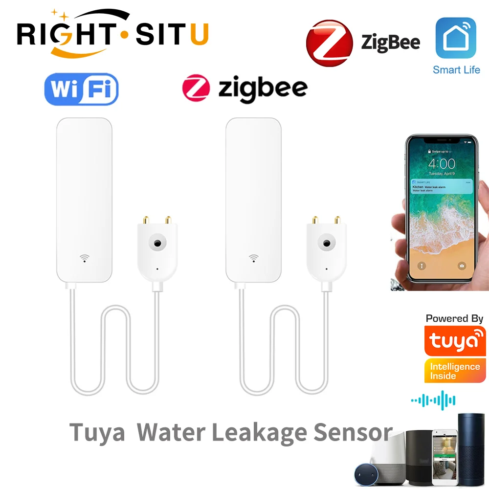 Sensor de fugas de agua WiFi Tuya, Detector de fugas de agua, alertas de notificación de aplicación Smartlife, alarma de fugas de inundación de agua, seguridad del hogar