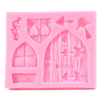 3D Fairy House Door Silicona Fondant Chocolate Pastel Sugarcraft Molde Herramienta