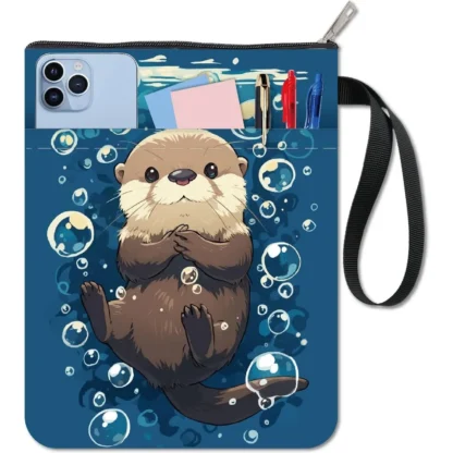 Funda de libro de nutras, Protector de animales marinos, fundas azules para libros de papel, kit de fabricación de fundas de tela lavables
