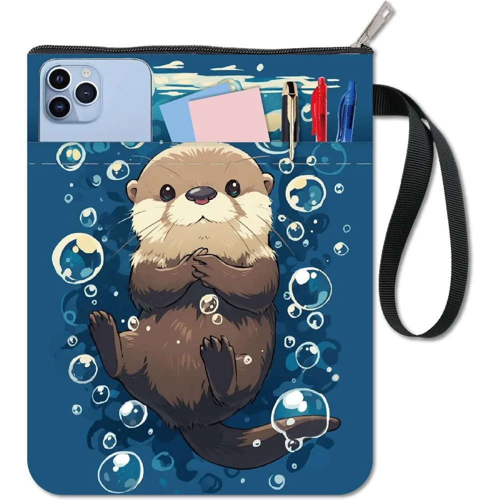 Funda de libro de nutras, Protector de animales marinos, fundas azules para libros de papel, kit de fabricación de fundas de tela lavables