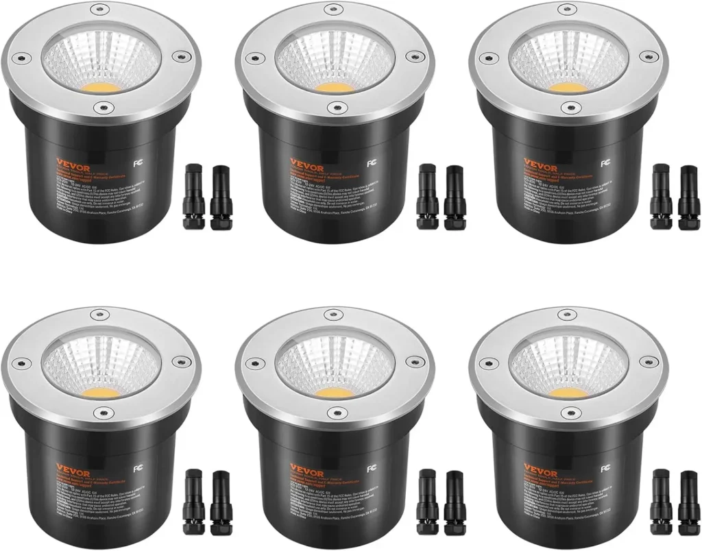 Luces de paisaje de bajo voltaje, luces de pozo LED, luz empotrada en el suelo de 6W 12V-24V, iluminación de paisaje exterior impermeable IP67