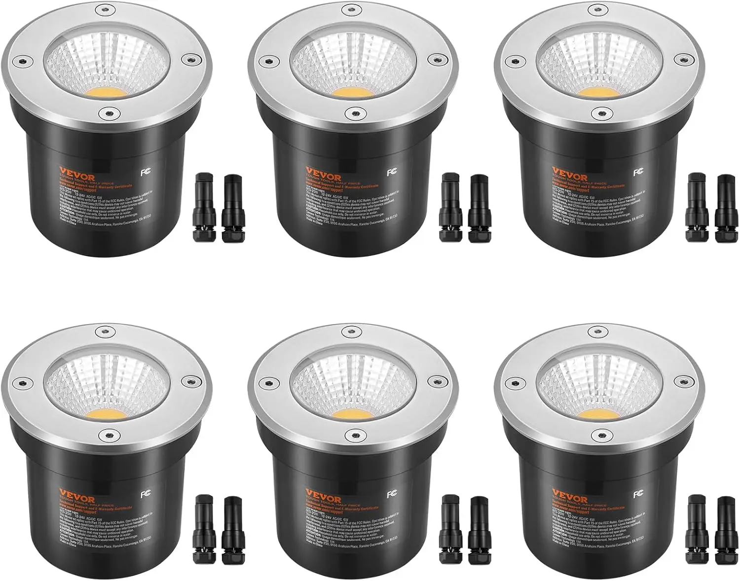 Luces de paisaje de bajo voltaje, luces de pozo LED, luz empotrada en el suelo de 6W 12V-24V, iluminación de paisaje exterior impermeable IP67
