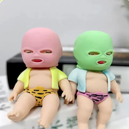 Juguete sensorial suave, muñeca enmascarada, juguete para apretar, juguete antiestrés de silicona, juguete antiestrés de dibujos animados 3D TPR, juguete de descompresión para niños, muñeca complicada