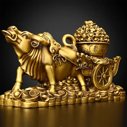 Cuenco del Tesoro de cobre puro, bolsa de riqueza de sapo dorado, zodiaco de buey, decoración de mesa de oficina para el hogar