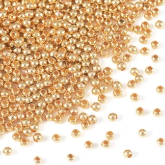 PandaHall cuentas redondas de latón chapadas en oro 2mm 3mm 4mm 6mm cuentas sueltas de Metal para pulsera collar DIY joyería hacer hallazgos