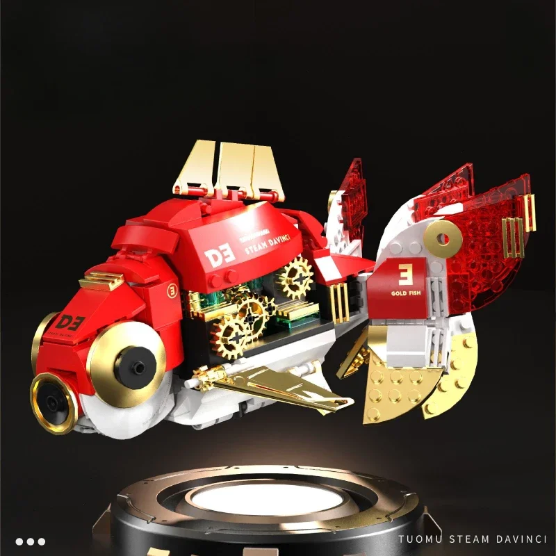 Kit de tecnología de bloques de construcción de la serie de cocodrilo dentado, loro mecánico, pez dorado, juguetes de animales, regalos de vacaciones para el hogar y la Oficina, arte