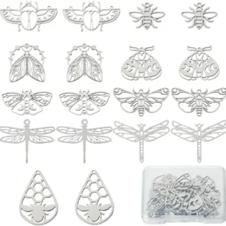 18 Uds. De 9 estilos de dijes de insectos, dijes de mariposa de Metal a granel, incestas voladoras de acero inoxidable, kit de fabricación hueca de polilla gótica de libélula