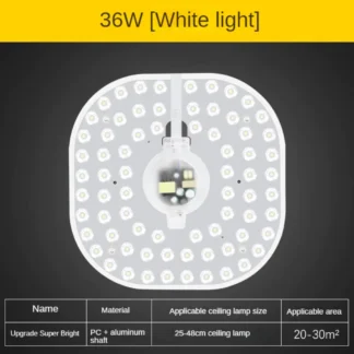 Kit de actualización de motor de luz LED, reemplazo de luz LED de ventilador de techo para luz de ventilador de techo, Panel de reemplazo de luz LED, 6000K,48W,36W