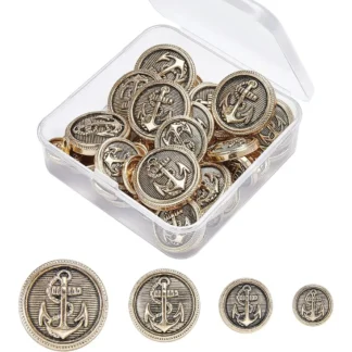 Juego de botones de Blazer de Metal, 40 Uds., escudo de anclaje, botones de vástago Vintage de 12mm, 15mm, 20mm y 24mm para trajes de Blazer, Kit de fabricación de uniforme de abrigo