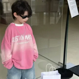 Sudadera con capucha de letetrs gradiente para niños, Jersey informal suelto para niños y niñas, otoño