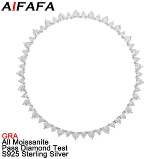 AIFAFA-collar de cadena de tenis de moissanita de 68,8 quilates, 100% S925 plata de ley, Gema de cuello, joyería fina, probador de diamantes